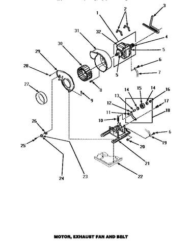 Motor, exhaust fan & belt