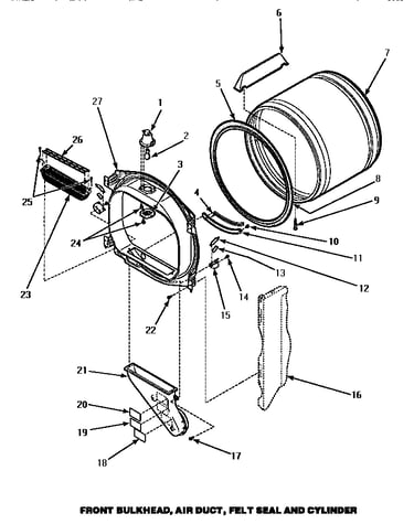 Front bulkhead, air duct, felt seal & cylinder