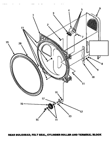 Rear bulkhead, felt seal, cylinder roller & terminal block