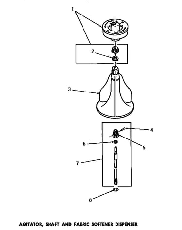 Agitator, shaft & fabric softener dispenser