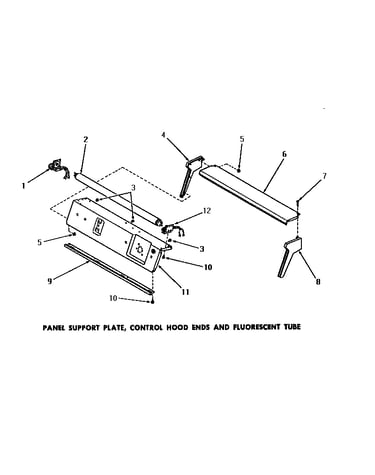 Panel support plate, control hood ends & fluorescent tube