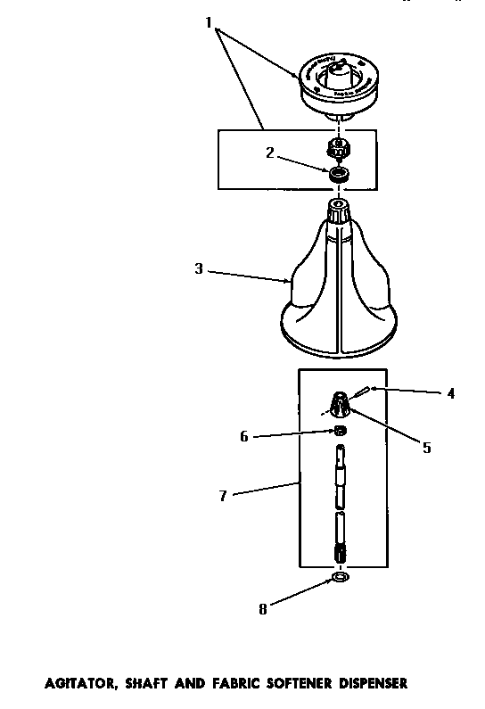 Agitator, shaft & fabric softener dispenser