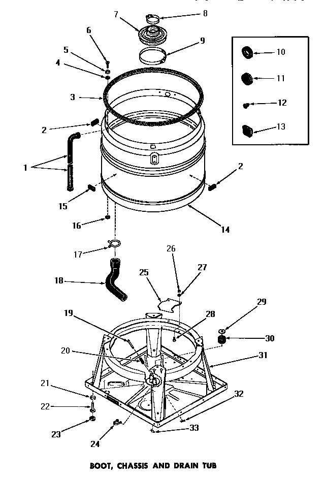 Boot, chassis & drain tub