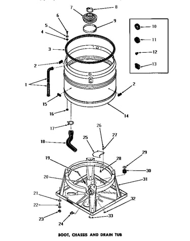 Boot, chassis & drain tub