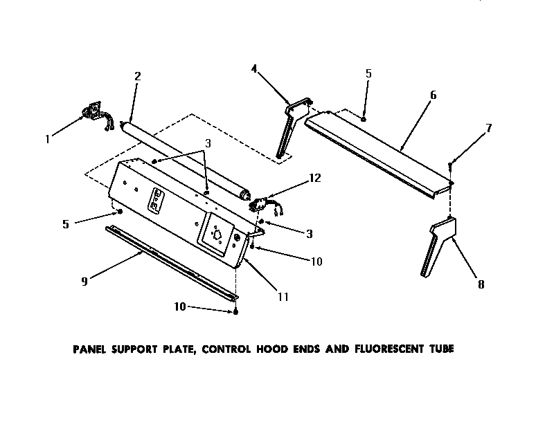 Panel support plate, control hood ends & fluorescent tube