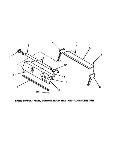 Panel support plate, control hood ends & fluorescent tube