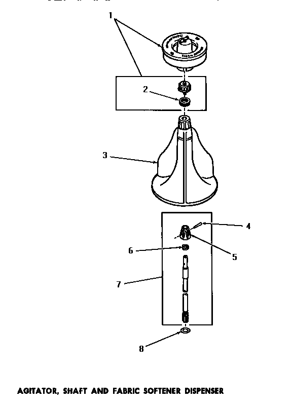 Agitator, shaft & fabric softener dispenser