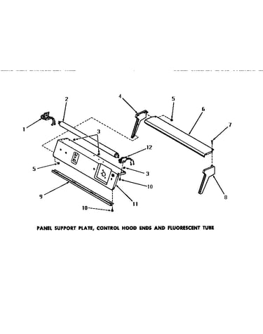 Panel support plate, control hood ends & fluorescent tube