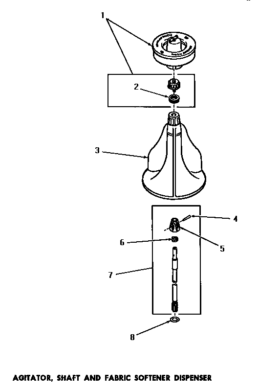Agitator, shaft & fabric softener dispenser