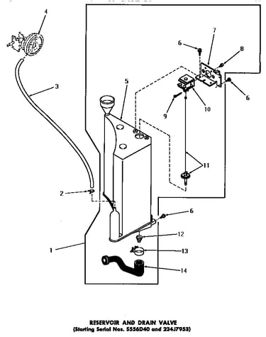 Reservoir & drain valve (starting nos. s556d40 & 234j7953)