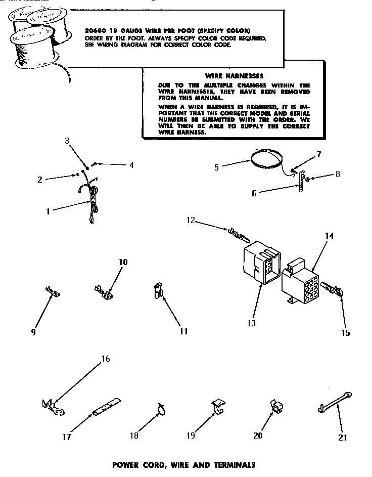 Power cord, wire & terminals