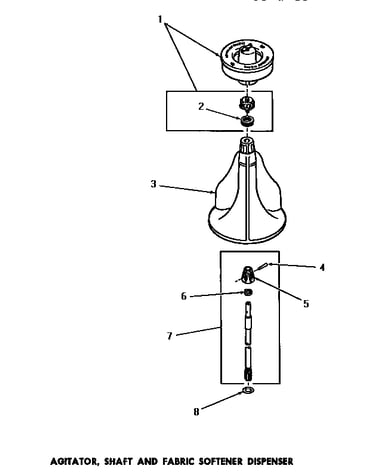 Agitator, shaft & fabric softener dispenser