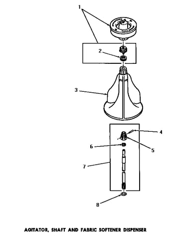Agitator, shaft & fabric softener dispenser