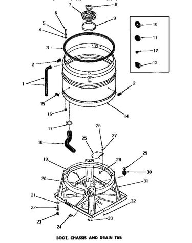 Boot, chassis & drain tub