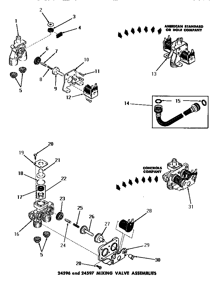 24596 and 24597 mixing valve assemblies