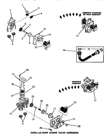 24596 and 24597 mixing valve assemblies