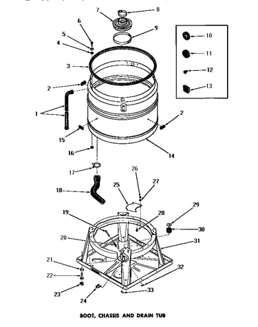 Boot, chassis & drain tub