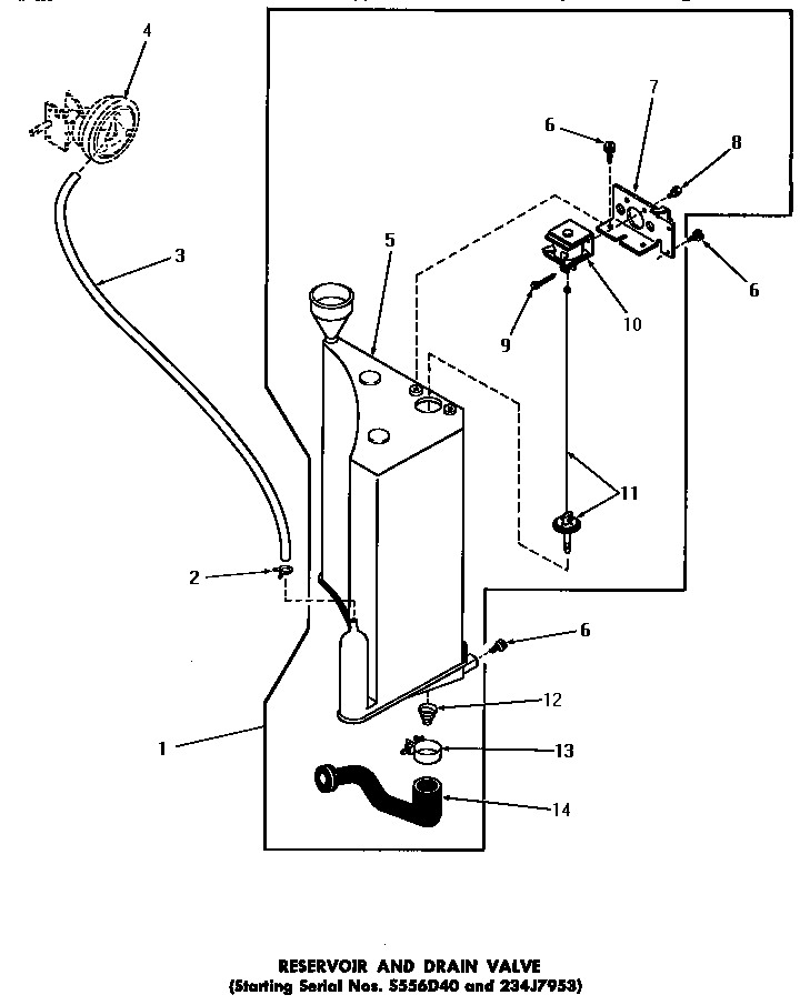 Reservoir & drain valve (starting serial s556d40 & 234j7953