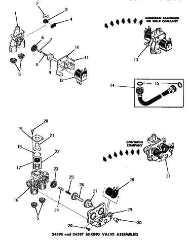 24596 & 24597 mixing valve assemblies