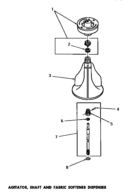 Agitator, shaft & fabric softener dispenser