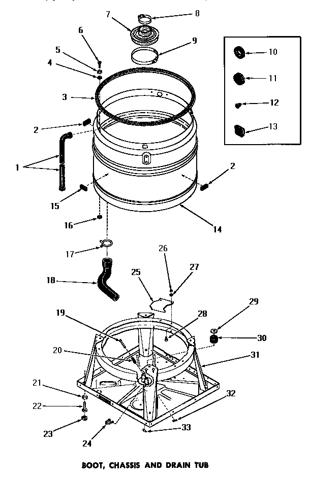 Boot, chassis & drain tub