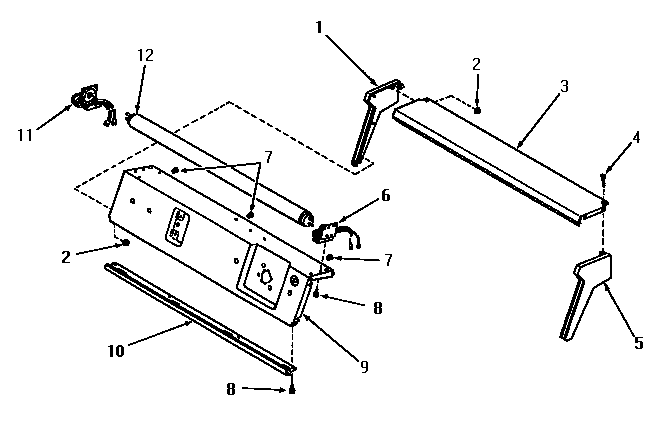 Panel support plate, control hood ends and fluorescent tube