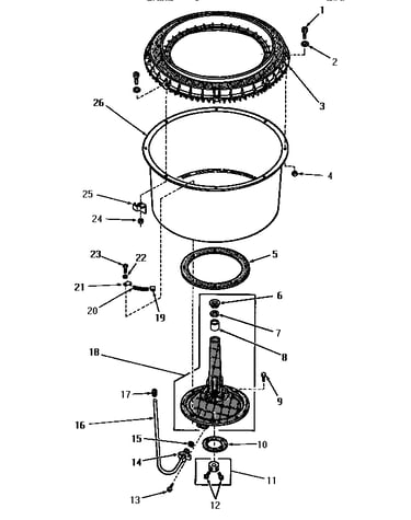 Agitator post and spin tub