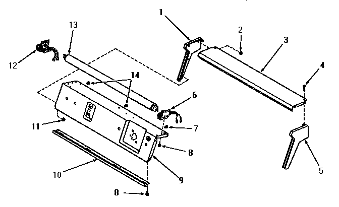 Panel support plate, control hood ends and fluorescent tube