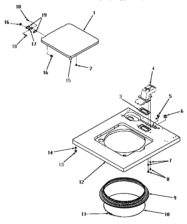 Cabinet top and loading door