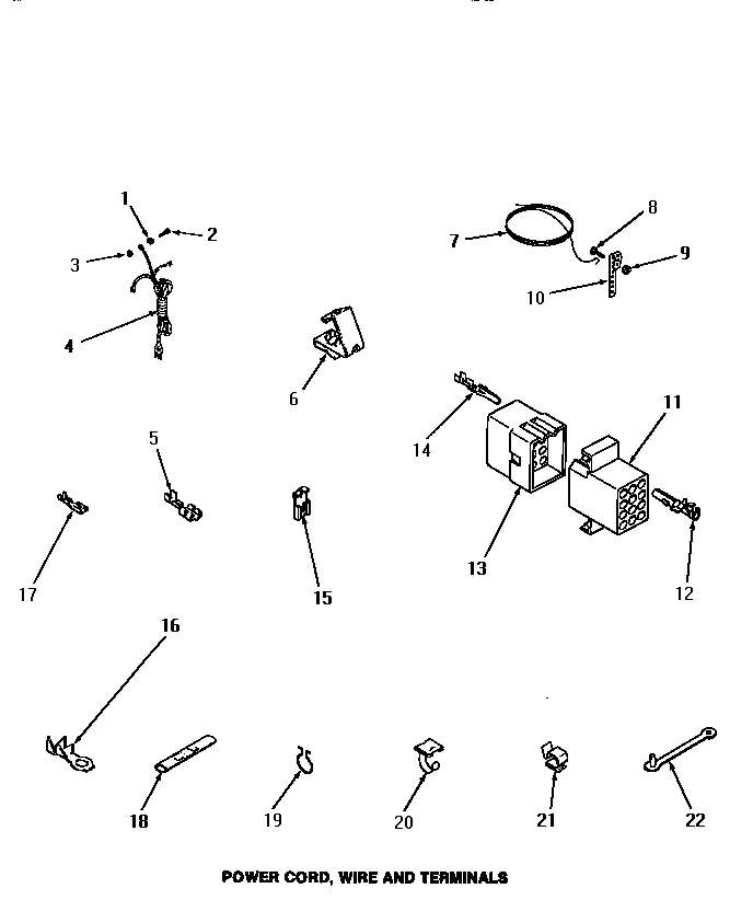 Power cord, wire & terminals