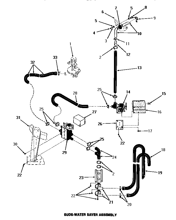 Suds-water saver assembly
