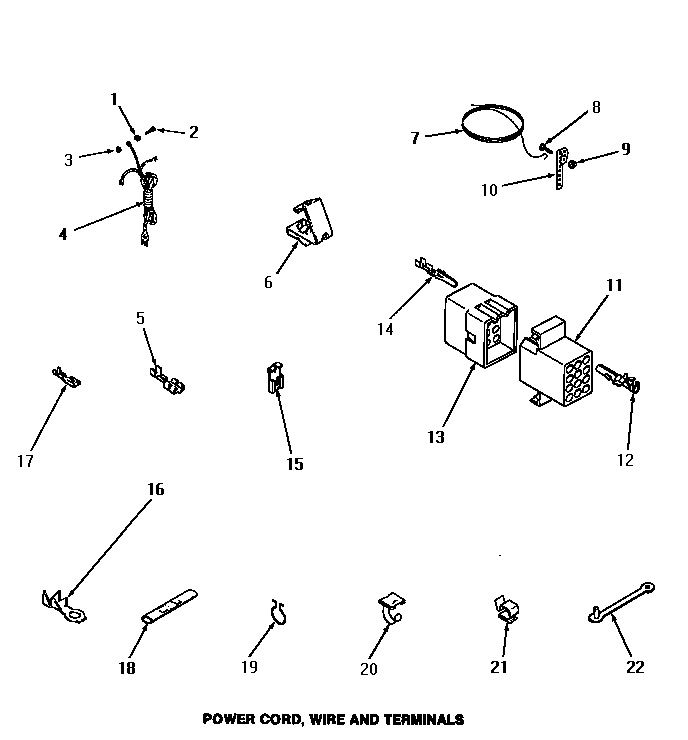 Power cord, wire & terminals