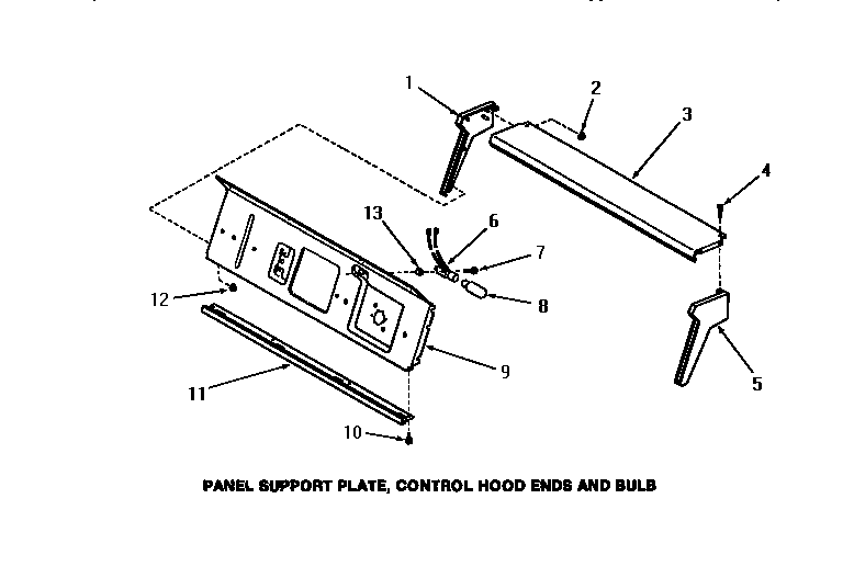 Panel support plate, control hood ends & bulb