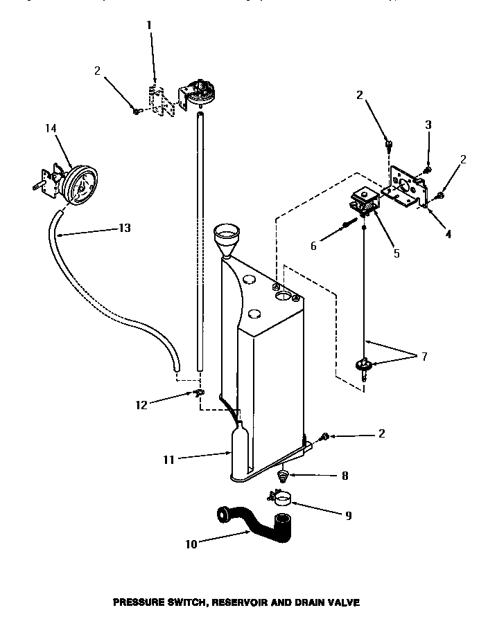 Pressure switch, reservoir & drain valve