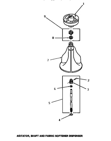 Agitator, shaft & fabric softener dispenser