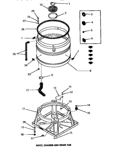 Boot, chassis & drain tub