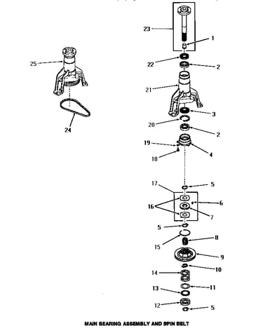 Main bearing assembly & spin belt