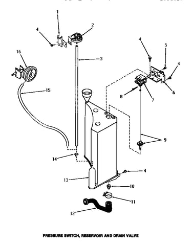 Pressure switch, reservoir & drain valve
