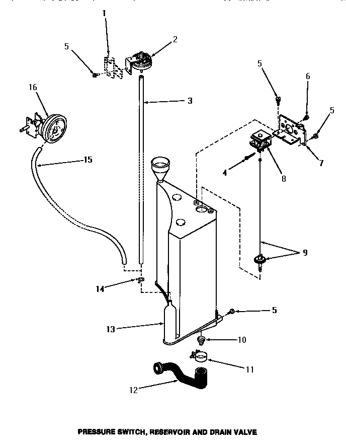 Pressure switch, reservoir & drain valve