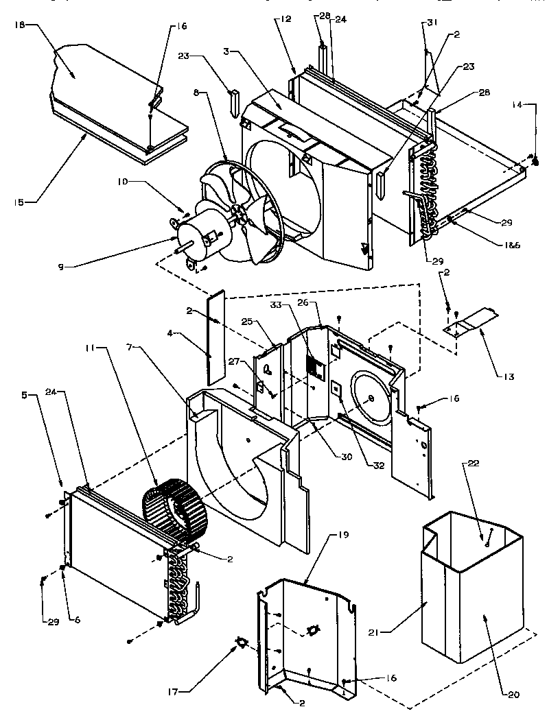 Evaporator, condenser, insulation & air flow system