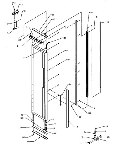 Freezer door hinge & trim parts