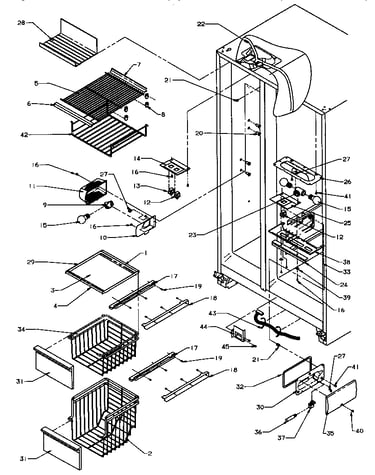 Freezer shelving & refrigerator light (grh2203b/p1168106we) (grh2203w/p1168105ww) (grh2402sw/p1168104ww)
