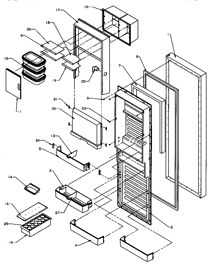Refrigerator door (spd25qa3e/p1181315we) (spd25qa3e/p1181321we) (spd25qa3l/p1181315wl) (spd25qa3l/p1181321wl) (spd25qa3w/p1181315ww) (spd25qa3w/p1181321ww)