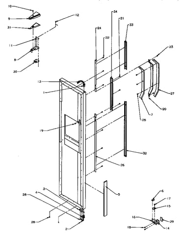 Freezer door hinge and trim parts (sxd22q2e/p1181308we) (sxd22q2l/p1181308wl) (sxd22q2w/p1181308ww)
