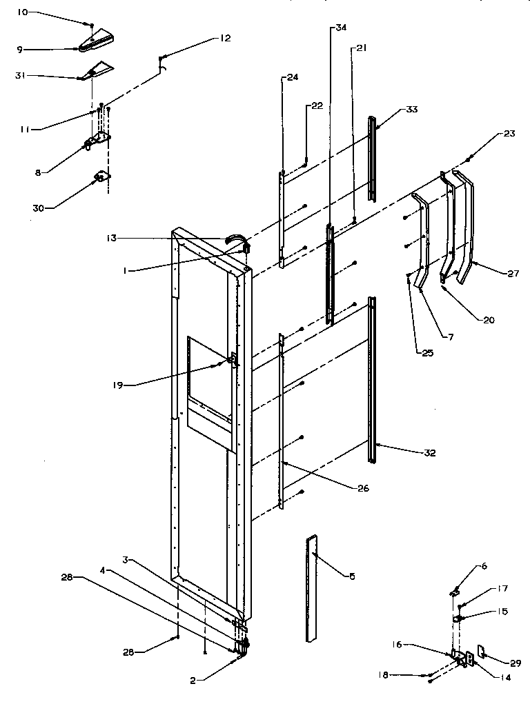 Freezer door hinge and trim parts (sxd25qa3e/p1181310we) (sxd25qa3e/p1181320we) (sxd25qa3e/p1181324we) (sxd25qa3l/p1181310wl) (sxd25qa3l/p1181320wl) (sxd25qa3l/p1181324wl) (sxd25qa3w/p1181310ww) (sxd25qa3w/p1181320ww) (sxd25qa3w/p1181324ww)