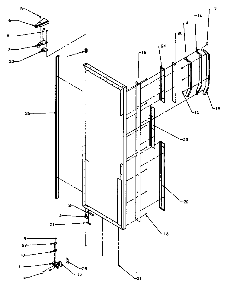 Refrigerator door hinge and trim parts (sxd22q2e/p1181308we) (sxd22q2l/p1181308wl) (sxd22q2w/p1181308ww) (sxd25qa3e/p1181310we) (sxd25qa3e/p1181320we) (sxd25qa3e/p1181324we) (sxd25qa3l/p1181310wl) (sxd25qa3l/p1181320wl) (sxd25qa3l/p1181324wl) (sxd25qa3w/p
