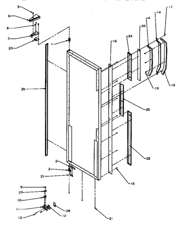 Refrigerator door hinge and trim parts (sxd22q2e/p1181308we) (sxd22q2l/p1181308wl) (sxd22q2w/p1181308ww) (sxd25qa3e/p1181310we) (sxd25qa3e/p1181320we) (sxd25qa3e/p1181324we) (sxd25qa3l/p1181310wl) (sxd25qa3l/p1181320wl) (sxd25qa3l/p1181324wl) (sxd25qa3w/p