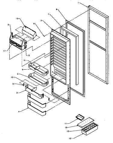 Refrigerator door (sxd22q2e/p1181308we) (sxd22q2l/p1181308wl) (sxd22q2w/p1181308ww)