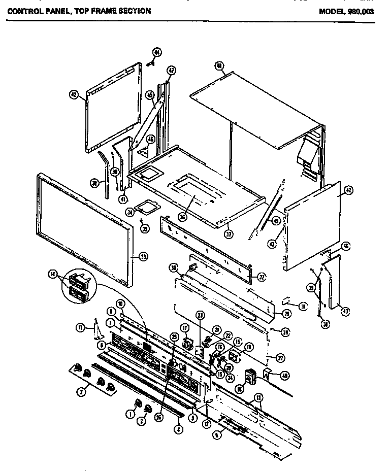 Control panel, top frame