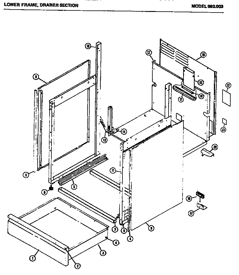 Lower frame, drawer